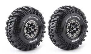 Louise RC CR-CHAMP Crawler Reifen 1:10 – Fertig Verklebt – Super Soft – Felgen Schwarz Chrom 2.2″- Hex 12mm (2)