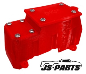 Auslauf – JS-Parts ultraflex Getriebeabdeckung rot für Modul 1,5 im Traxxas X-Maxx mit original Motor