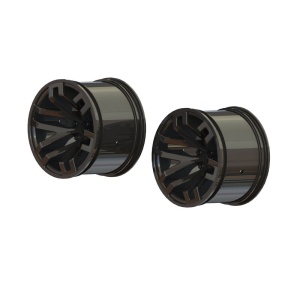 Arrma 1/10 MT Front/Rear 2.8 Wheels, 14mm Hex, Black Chrome (ARA510099)